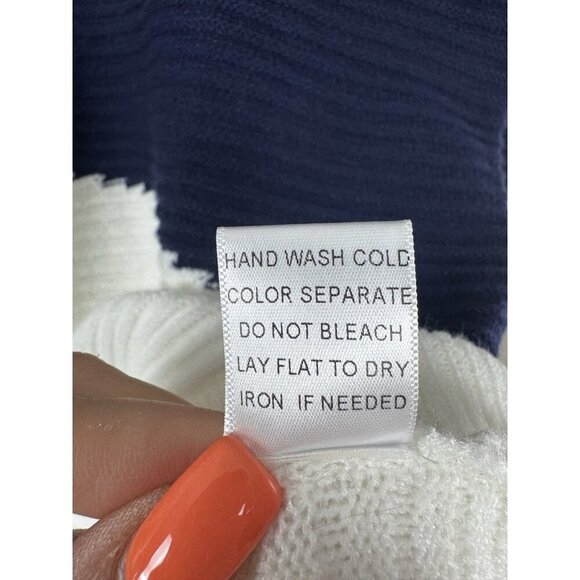 Gilli L Colorblock Ribbed Sweater Ivory Gray Navy Preppy Nautical Grandpa Cozy - Picture 4 of 7